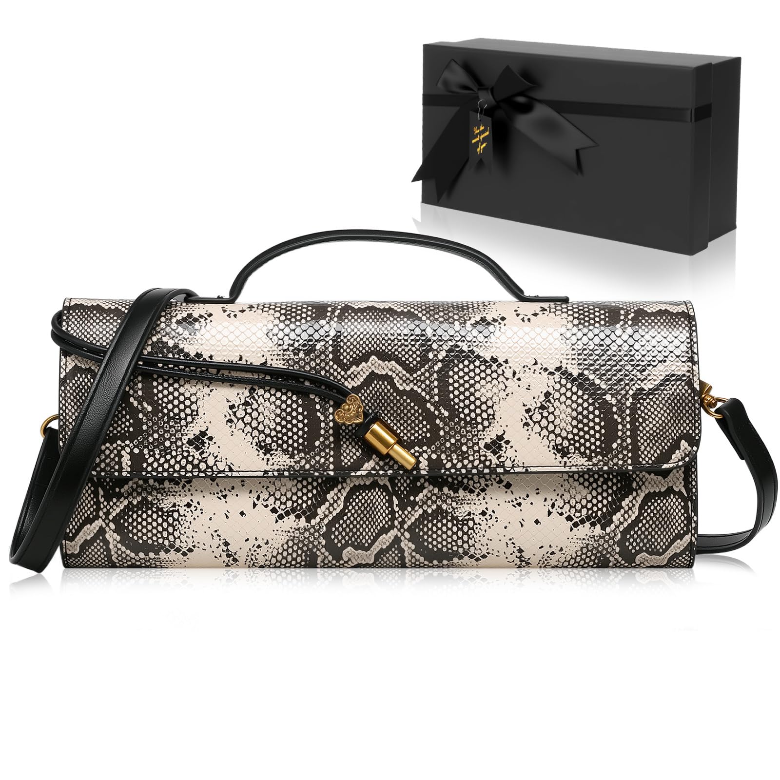 Bolso de mano de piel de serpiente, bolso cruzado de noche, bolso de hombro formal para mujer, snake print, Piel de serpiente