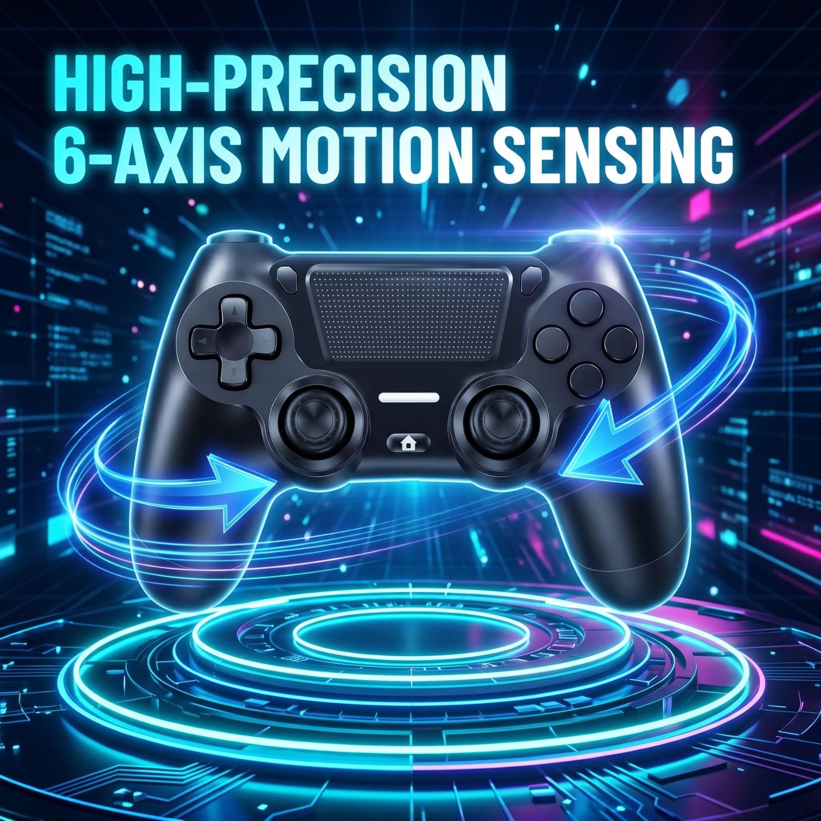 BJXOZ Wireless Controller for PS4, with USB-C Port, Hyper-Sensitive 360° Sticks, Vibration, Speaker, Ergonomic Grip, 6-Axis Sensor, Audio Jack, Multi Touch Pad, Gamepad for PS4/Slim/Pro/PC — view 7
