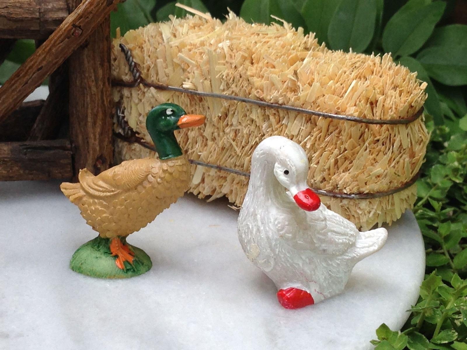 Miniature Dollhouse Fairy Garden Accessories Set Of 2 Small Duck & Goose