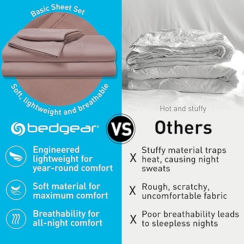 Miniatura 3 de Bedgear Juego de sábanas básicas, sábanas ligeras y transpirables, incluye sábana bajera, sábana encimera, 2 fundas de almohada, cómodas, frescas
