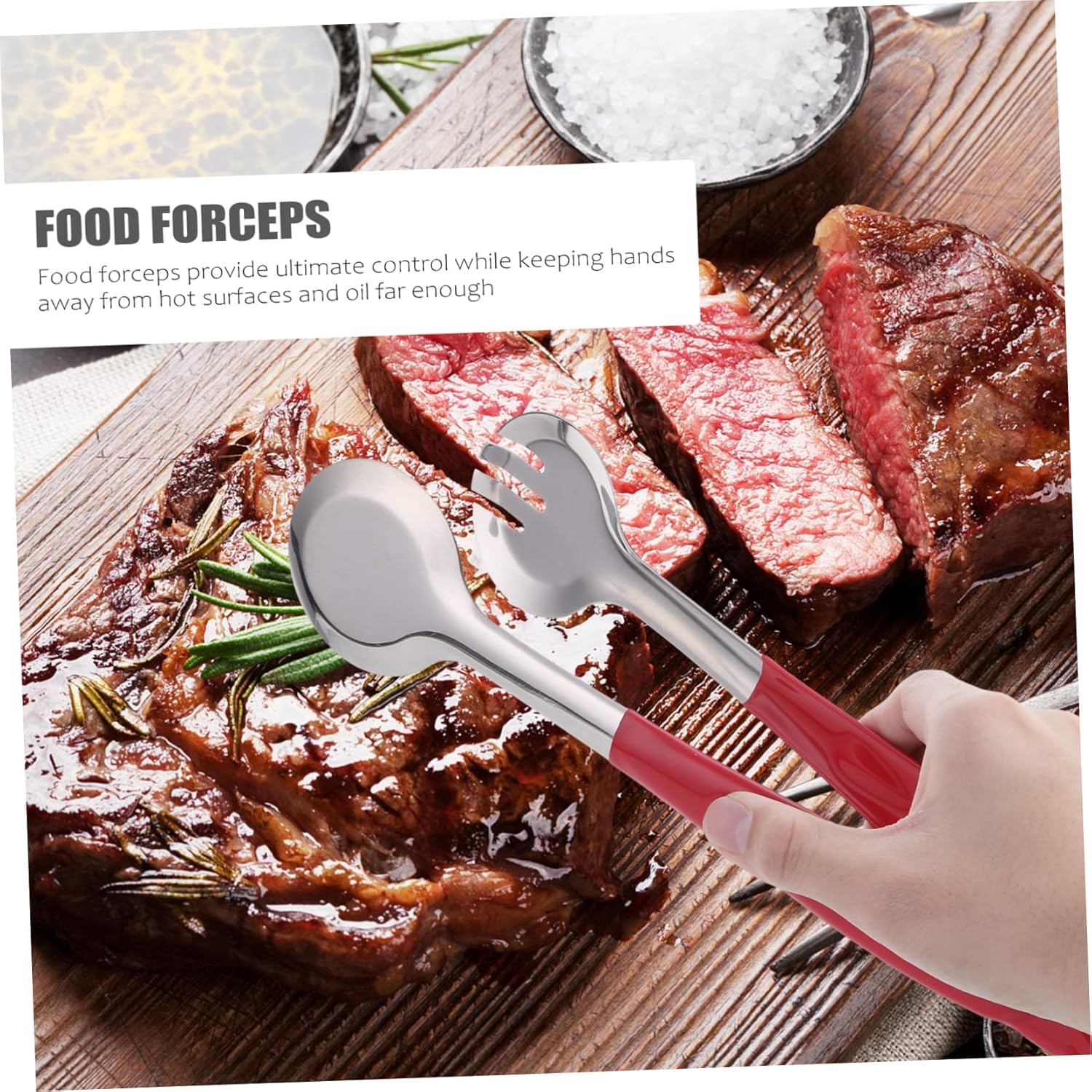 Pinze da cucina, pinze for bistecca, pinze for picnic, pinze for servire cibo, pinze for alimenti for uso domestico, pinze for alimenti in acciaio inossidabile, pinze for bistecca portatili, utensili