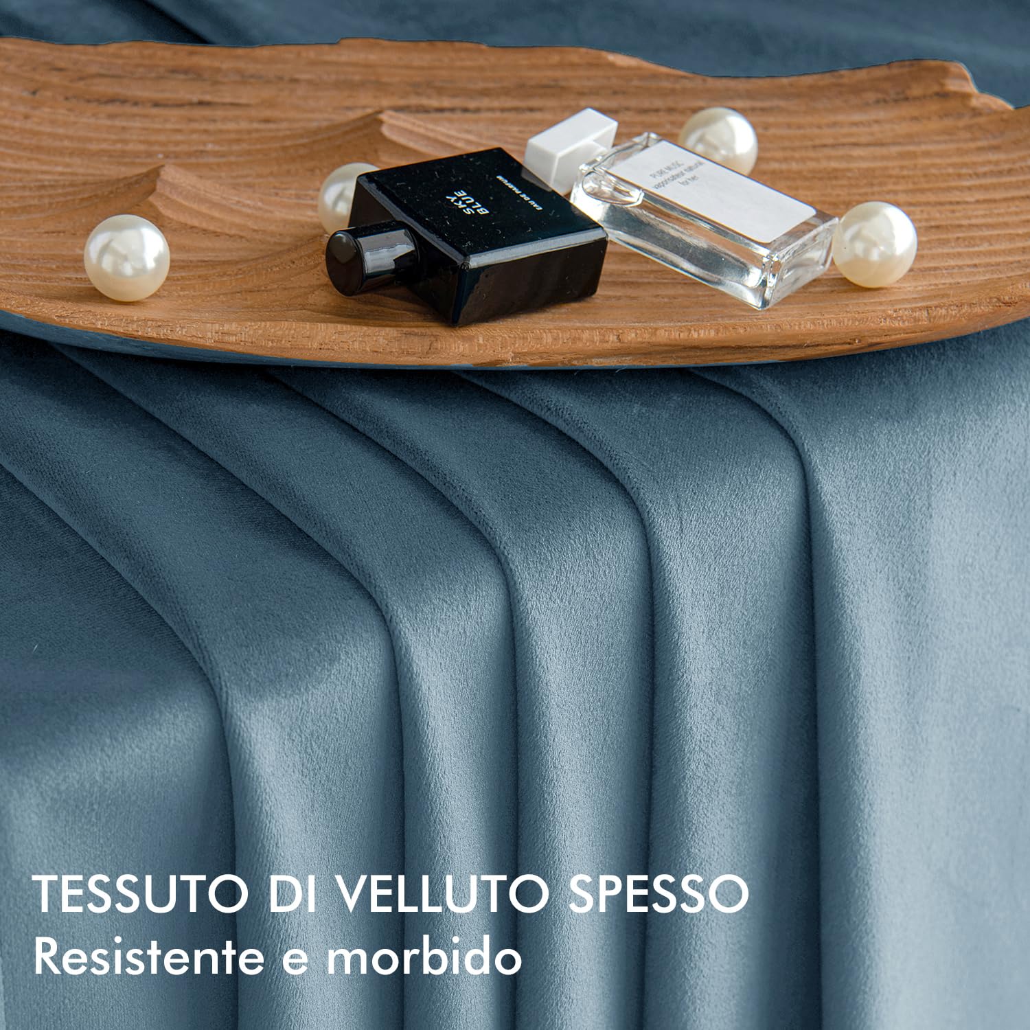 MIULEE Tende Velluto Blu Nebbia per Interni Tenda Moderne, Eleganti Tenda per Camera da Letto Salotto e Soggiorno, 2 Pezzi Tende Oscuranti Termiche per Interni Velluto con Occhielli L 140 x A 225 CM