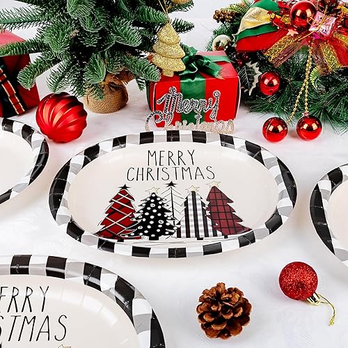 Miniatura 4 de WDF Paquete de 50 platos de papel ovalados desechables  Nature 10 x 12 pulgadas, platos de papel de Acción de Gracias, resistentes, tamaño cena,