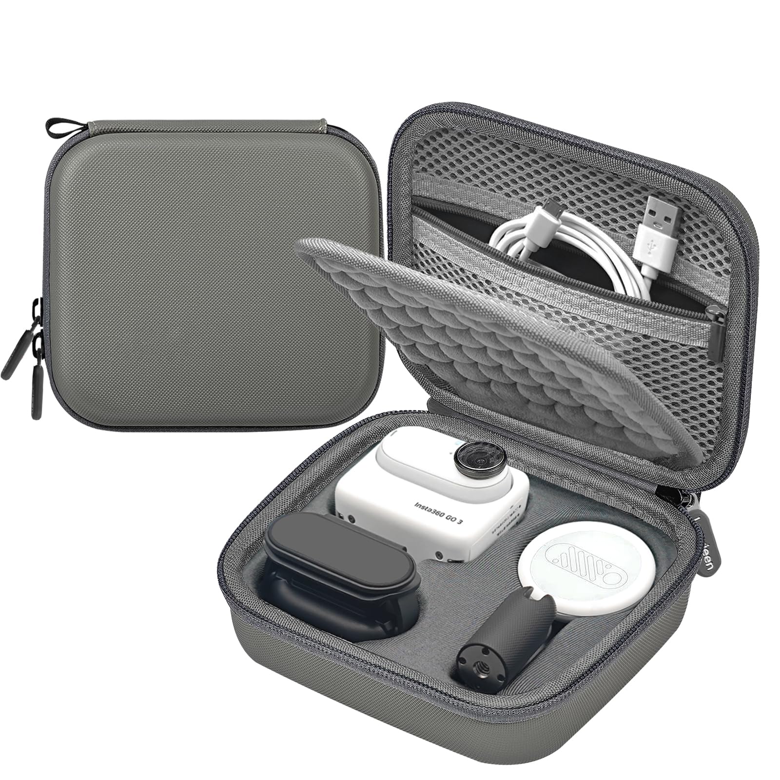 Leayjeen Custodia per Insta360 GO 3, Borsa da Viaggio per Action Camera Accessori per Insta360 GO 3, Accessori per Borse Protettive Perfetti per Sport e Attività All'Aria Aperta(Solo Custodia) Grigio