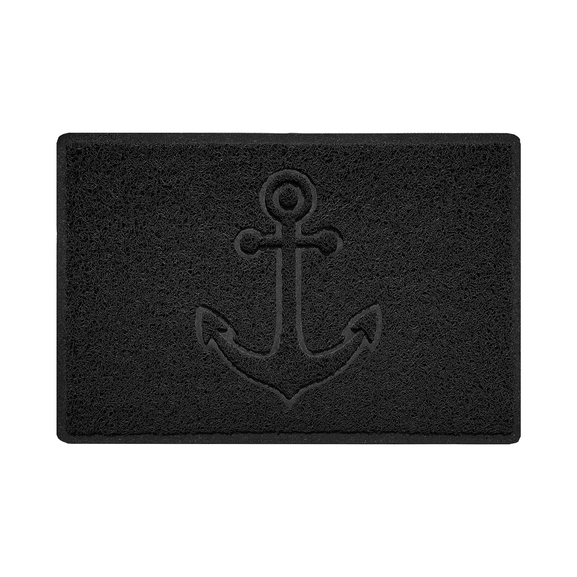 Nicoman Anchor Embossed Shape Door Mat Dirt-Trapper Jet-Washable Doormat-(Use Outdoor ONLY)- (60x40cm/23.6x15.7inches, Small) Black