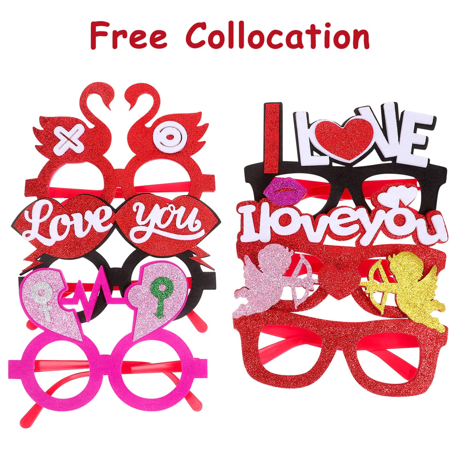 jojofuny 18stücke Teiliges Valentinstag Brillen Lustige Herzbrillen Für Partys Foto-Requisiten Dekorative Brille Für Damen Universelle Komfortables Tragegefühl Verschiedene Designs