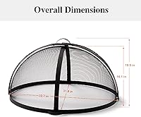 Vista 6 de SUNCREAT Accesorio para cubierta de chispas para fogatas al aire libre, protector de pantalla redondo de fácil apertura para patio, tapa de brasas