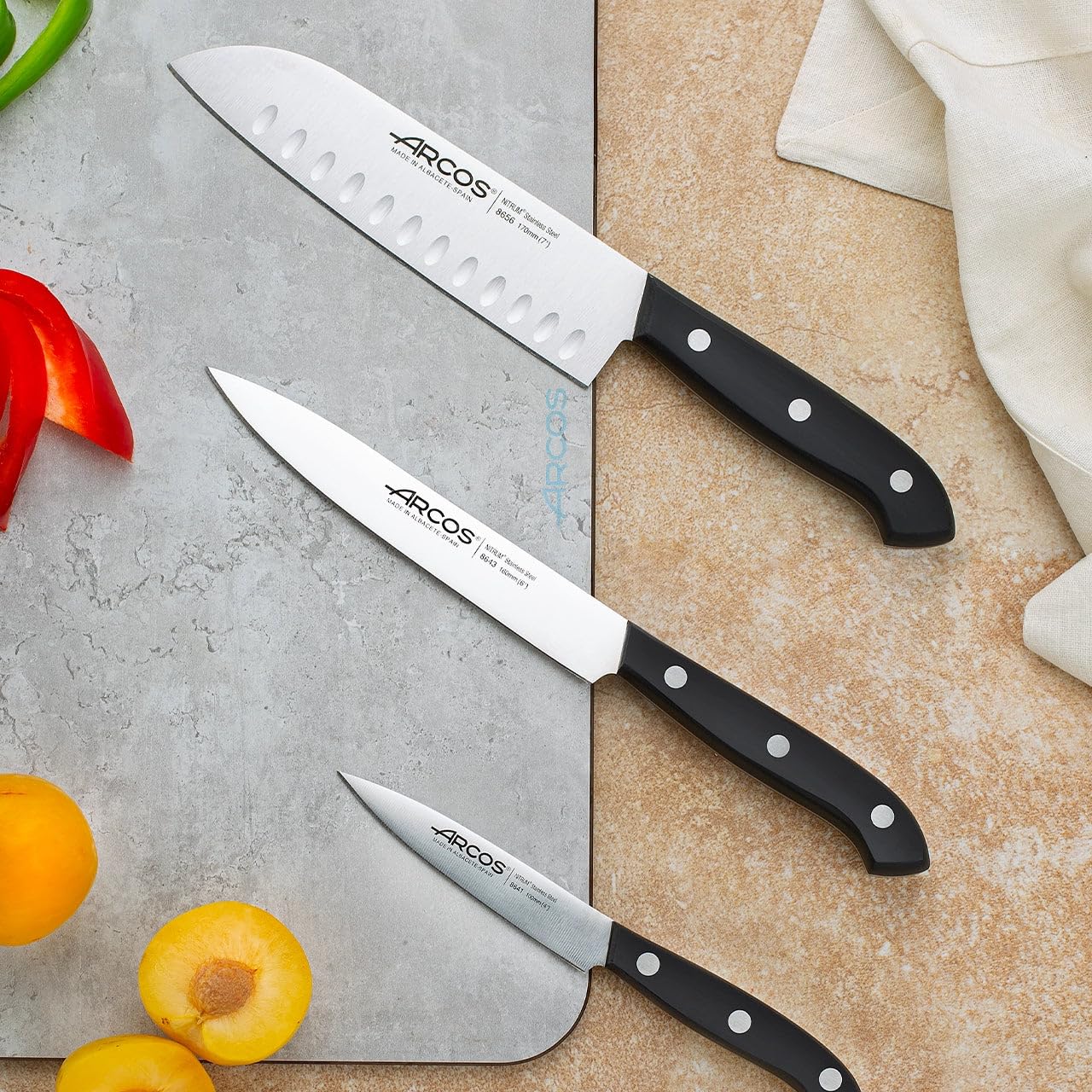 Arcos Bolonia Set 3 Cuchillos de Cocina Acero Inoxidable Nitrum