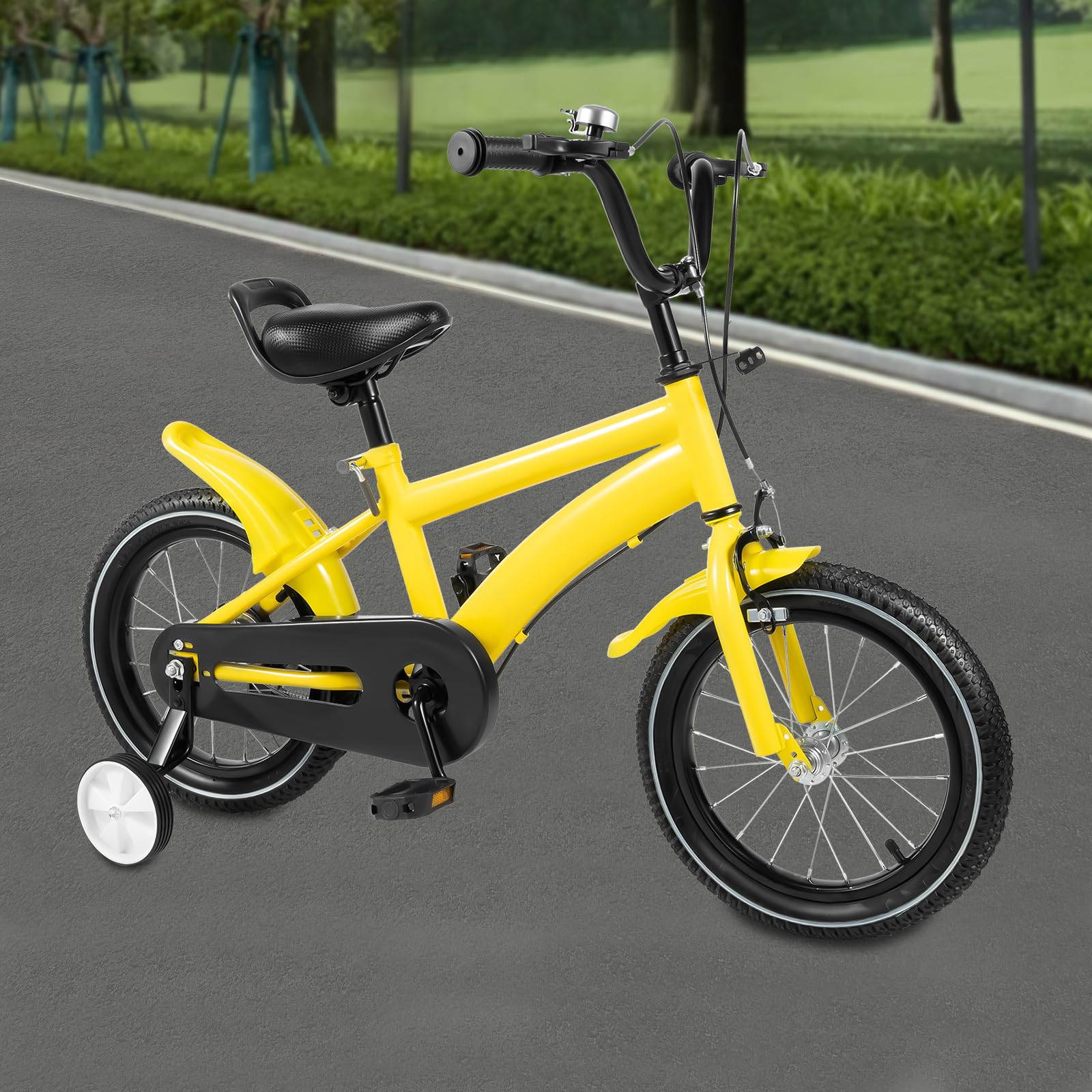 Bicicleta infantil para niños y niñas, altura regulable con ruedas estabilizadoras desmontables para niños de 5 a 8 años