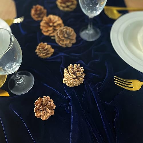 Miniatura 6 de Camino de mesa de terciopelo, decoración de recepción de boda de lujo de 10 pies, tela de terciopelo suave, superposición de lino para fiesta (20 x