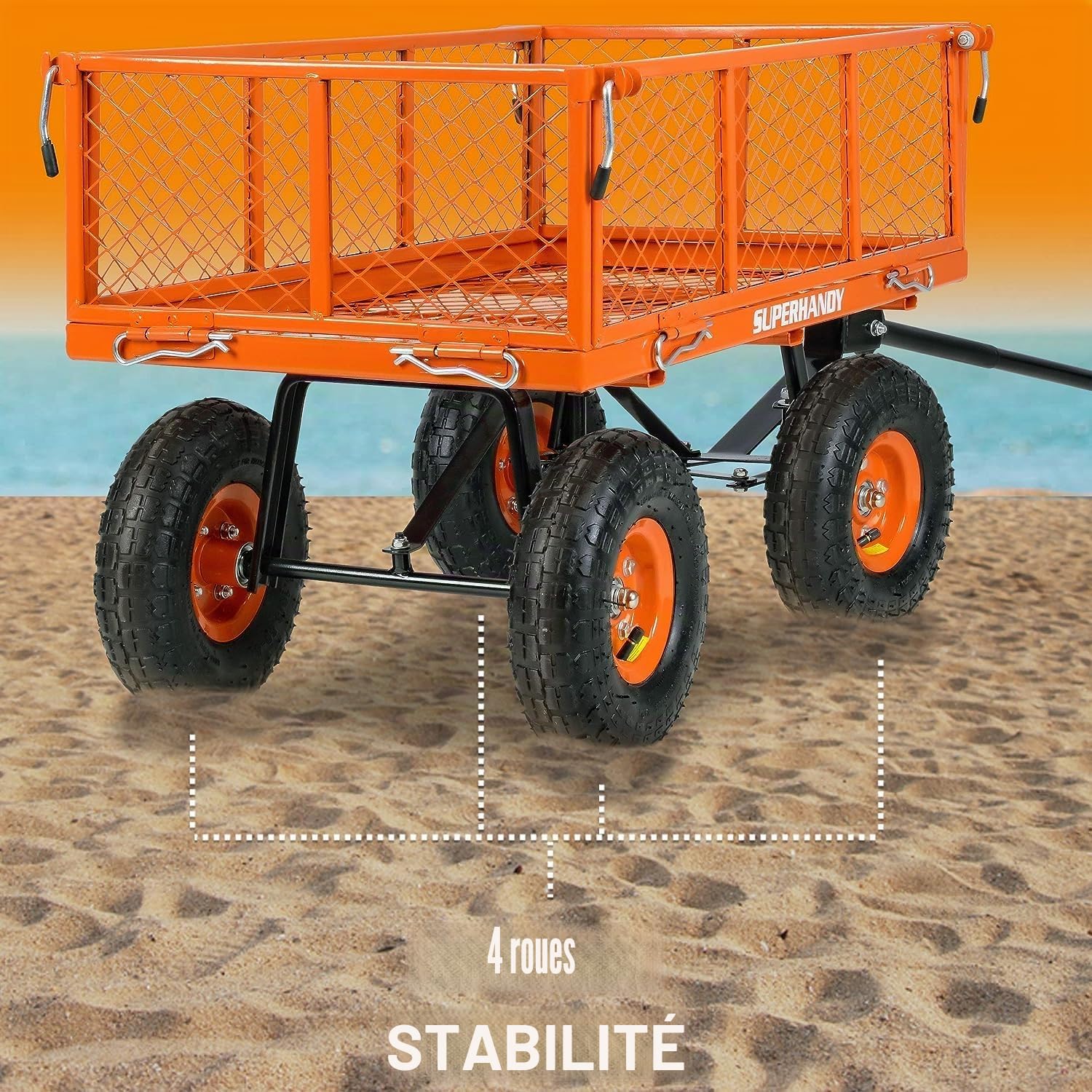 SuperHandy Chariot Utilitaire de Jardin, Charge Max. 180 kg，Robuste