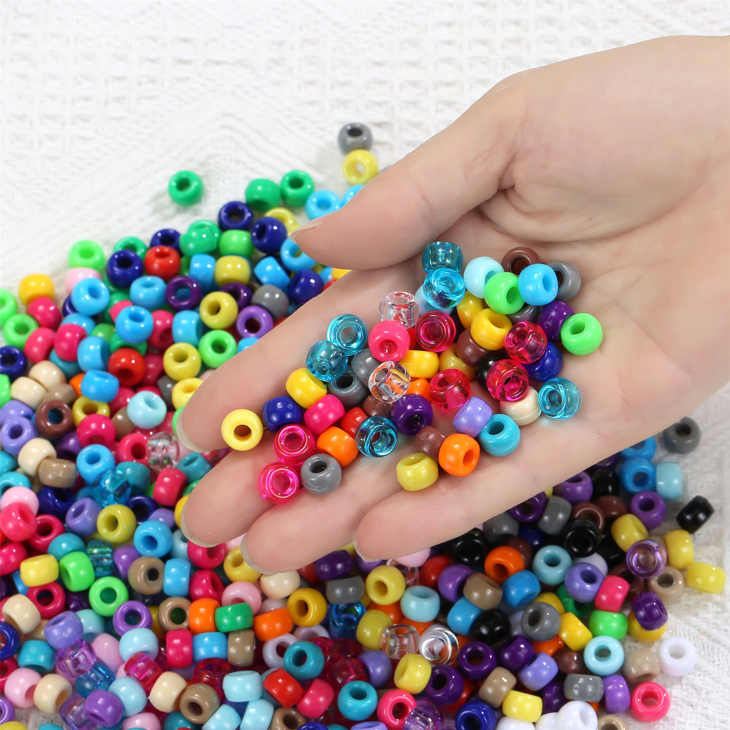 Hudinsun 28 Colors 700pcs Pony Beads for Bracelets, 6x9mm Large Plastic Pony Beads Set Kandi Beads Friendship Bracelet Making Kit for Jewelry Making and DIY Crafts - Image 5