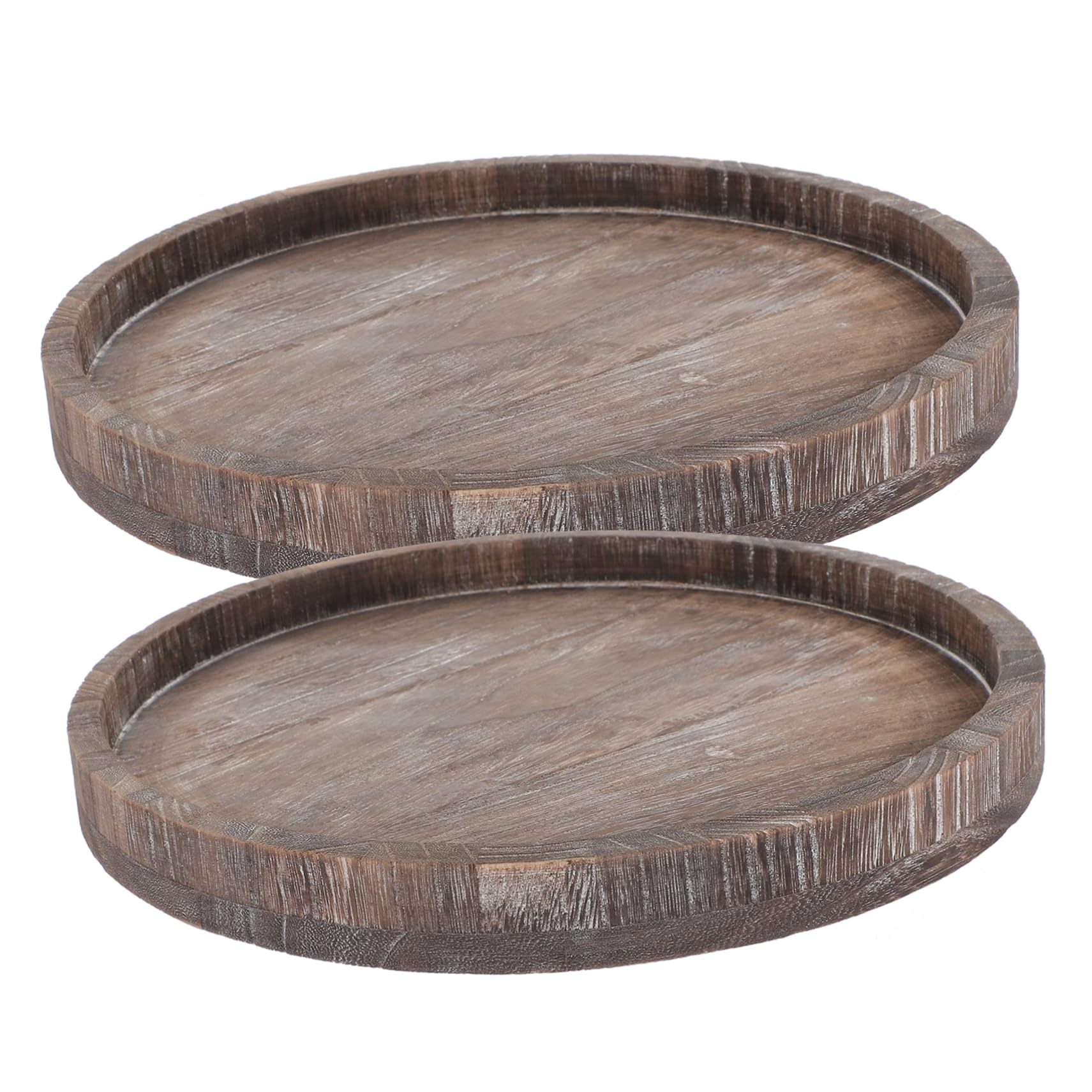 Bandeja Decorativa Redonda de Madera, Juego de 2 Piezas