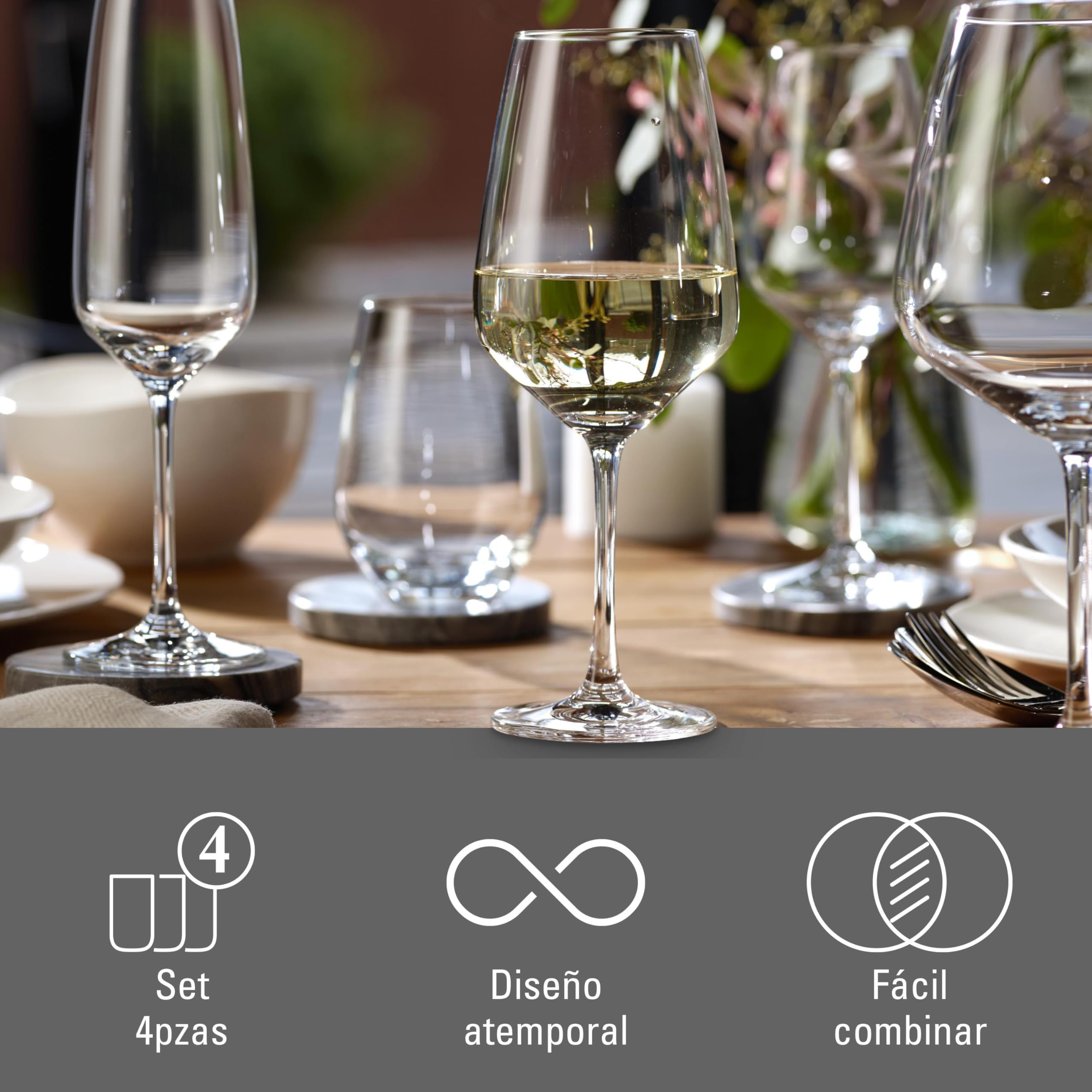 vivo – Villeroy & Boch Group – Voice Copa Vino Blanco Juego De 4 Claro, Apto Para Lavavajillas, Juego Copas De Vino, Set Copas Para Vino, Copas Vino Blanco, Vidrio De Cristal
