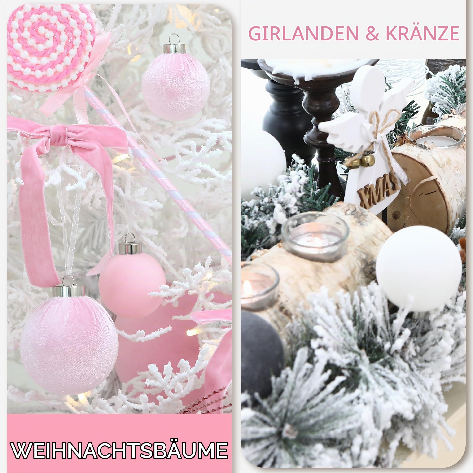 Sea Team 25er-Pack beflockte Samt Christbaumkugeln 60 mm Rosa | Bruchsichere Velourskugeln aus beflocktem Samt für Baum, Kranz, Girlande