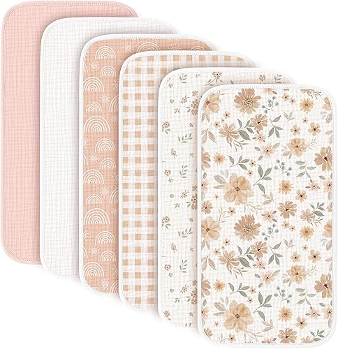 Konssy Paquete de 6 paños de muselina para bebé, grandes 100% algodón, suaves y absorbentes para recién nacidos, bebés niños y niñas