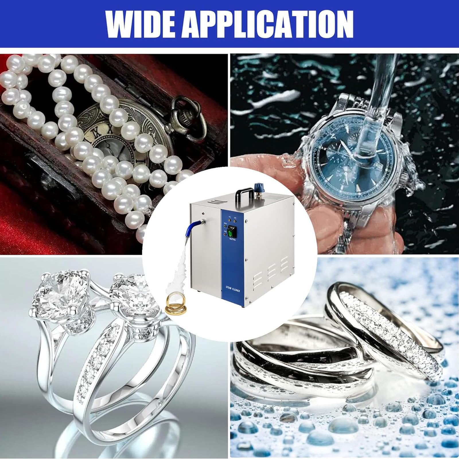 Máquina limpiadora a vapor para joyas de 2L/4L, 1300W/2200W, limpiador de joyas de oro y plata, equipo de lavado de gemas para limpieza de joyas/plata/oro,2L-110V