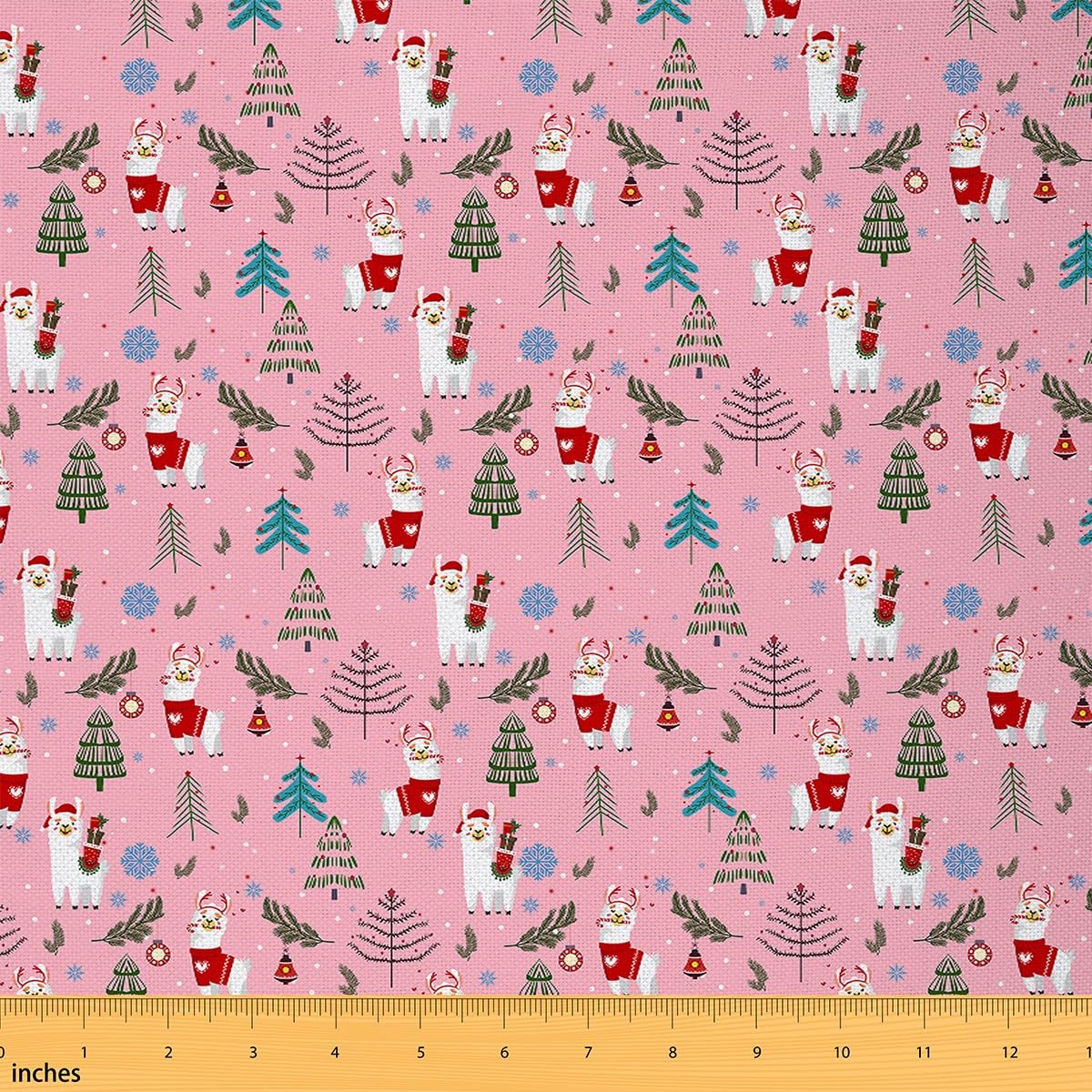 Cute Llama Fabric by The Yard for Women Men Adult Kids Christmas Reupholstery Fabric Decor Cartoon Llama Alpaca Pink Upholstery Fabric for Chairs Waterproof Outdoor Fabric 10 Yards (L920*W150cm) — image 1