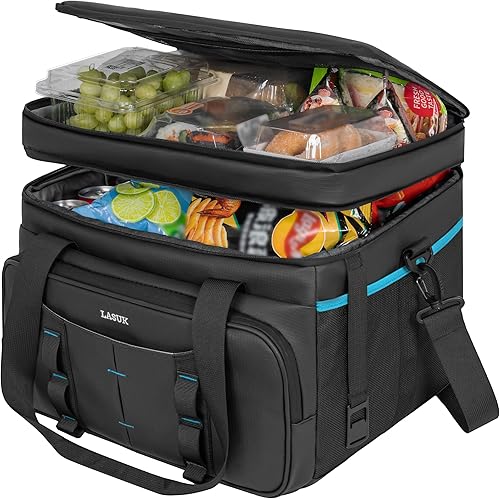 Bolsa térmica plegable doble suave, con aislamiento personal, a prueba de fugas, 48 latas, impermeable, para el almuerzo, para playa, campamento,