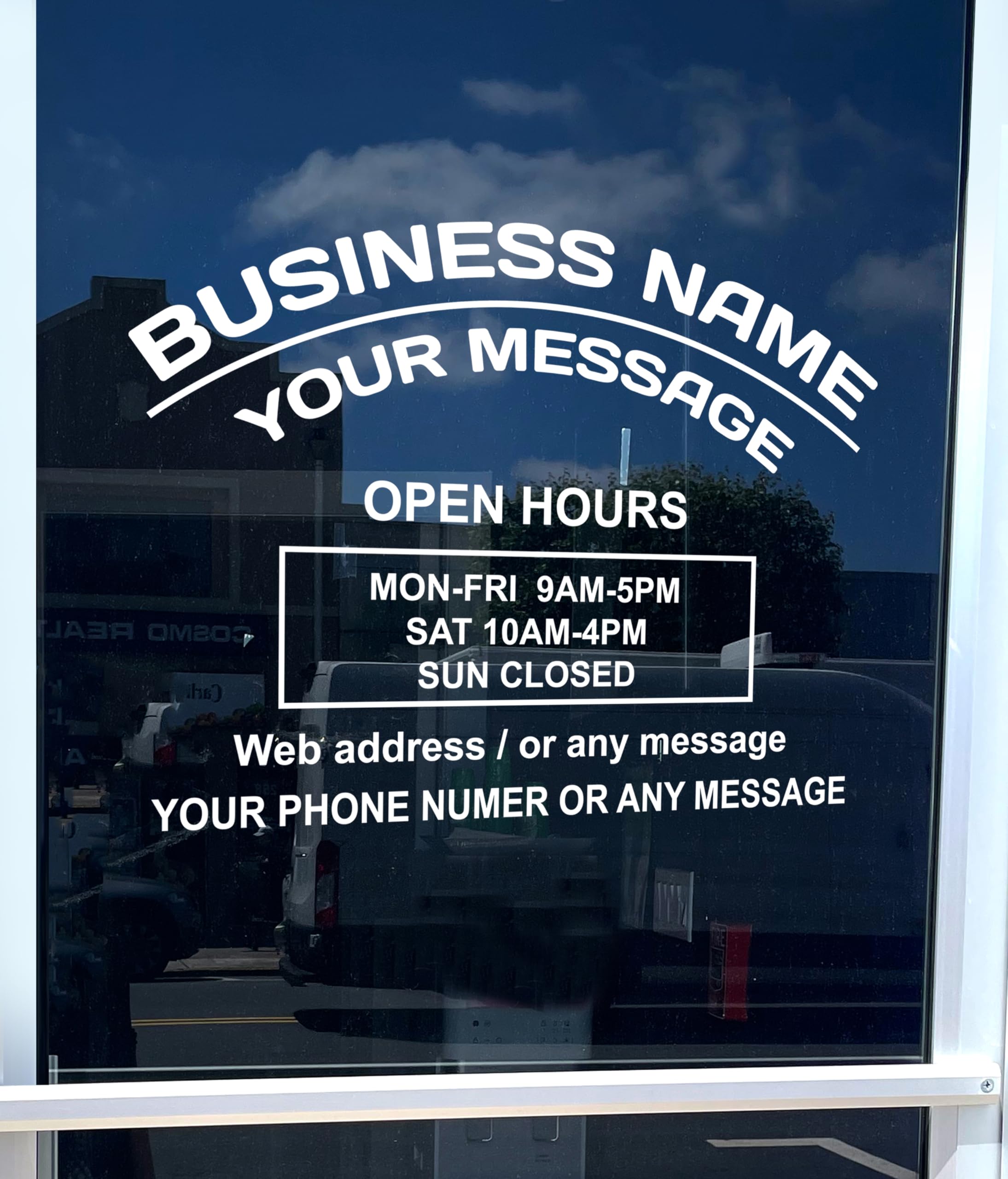 Business Hours Sign for Window – Modern (1-LEFT)