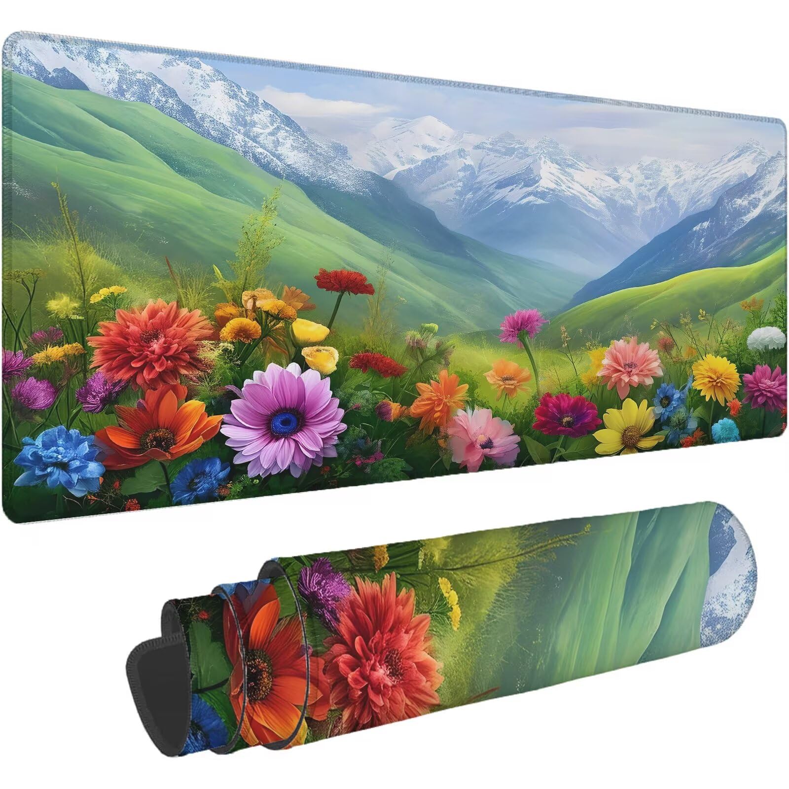 Podkładka pod mysz xxl 1400 x 700 mm pomarańczowa podkładka pod mysz kwiaty mata podkładka pod mysz do gier antypoślizgowa gumowa podstawa zszyte krawędzie akcesoria biurowe do gier do biura domowego