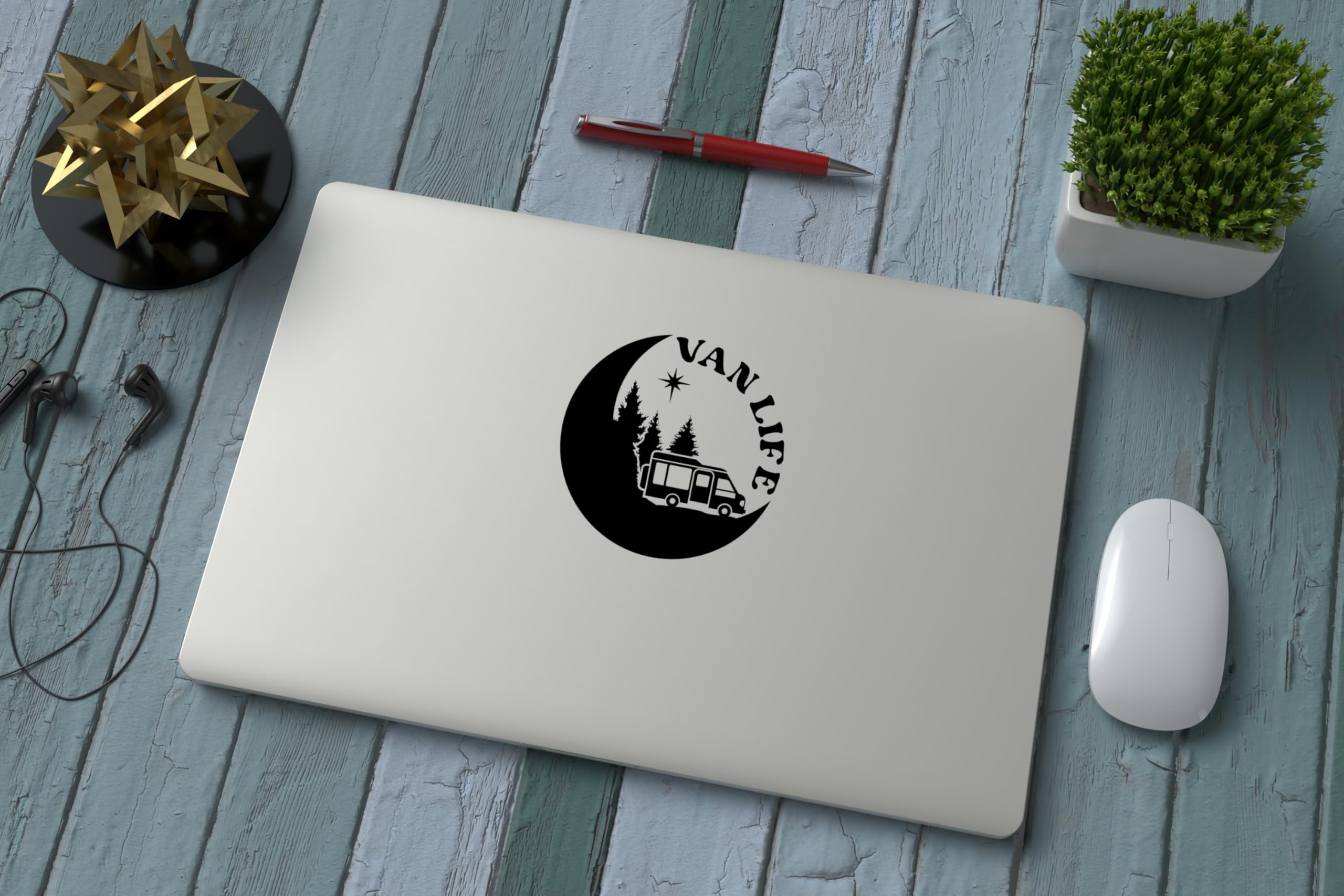 Van Life Adventure Travel Decal - Car Bumper Sticker - Van - Caravan - Motorhome - Campervan - Mirror - Laptop - Wall Decal (Black, Large) — view 7
