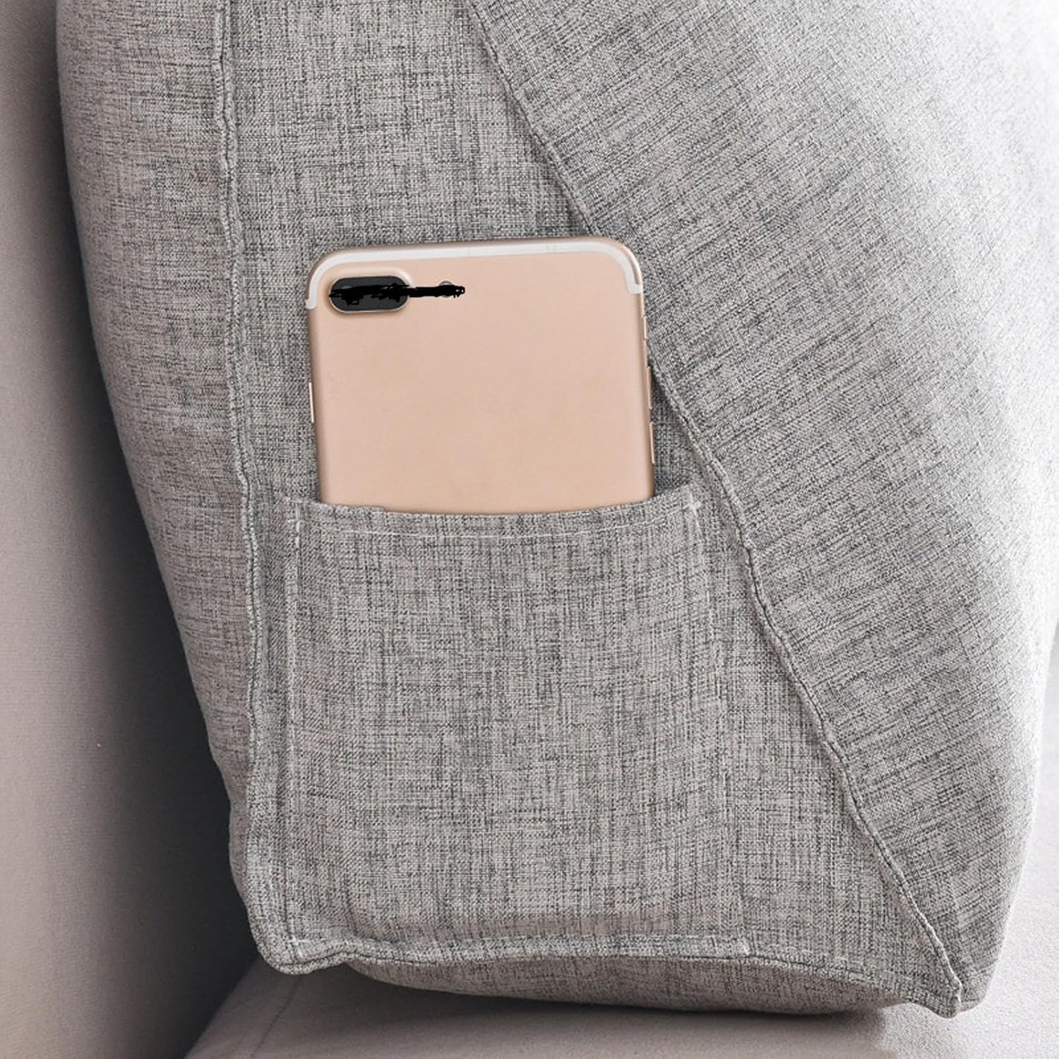 90X35X20cm、ソファとベッド用の柔らかく快適な三角形の背もたれクッション、取り外し可能な洗えるカバーとサイド付きの大きなサポ