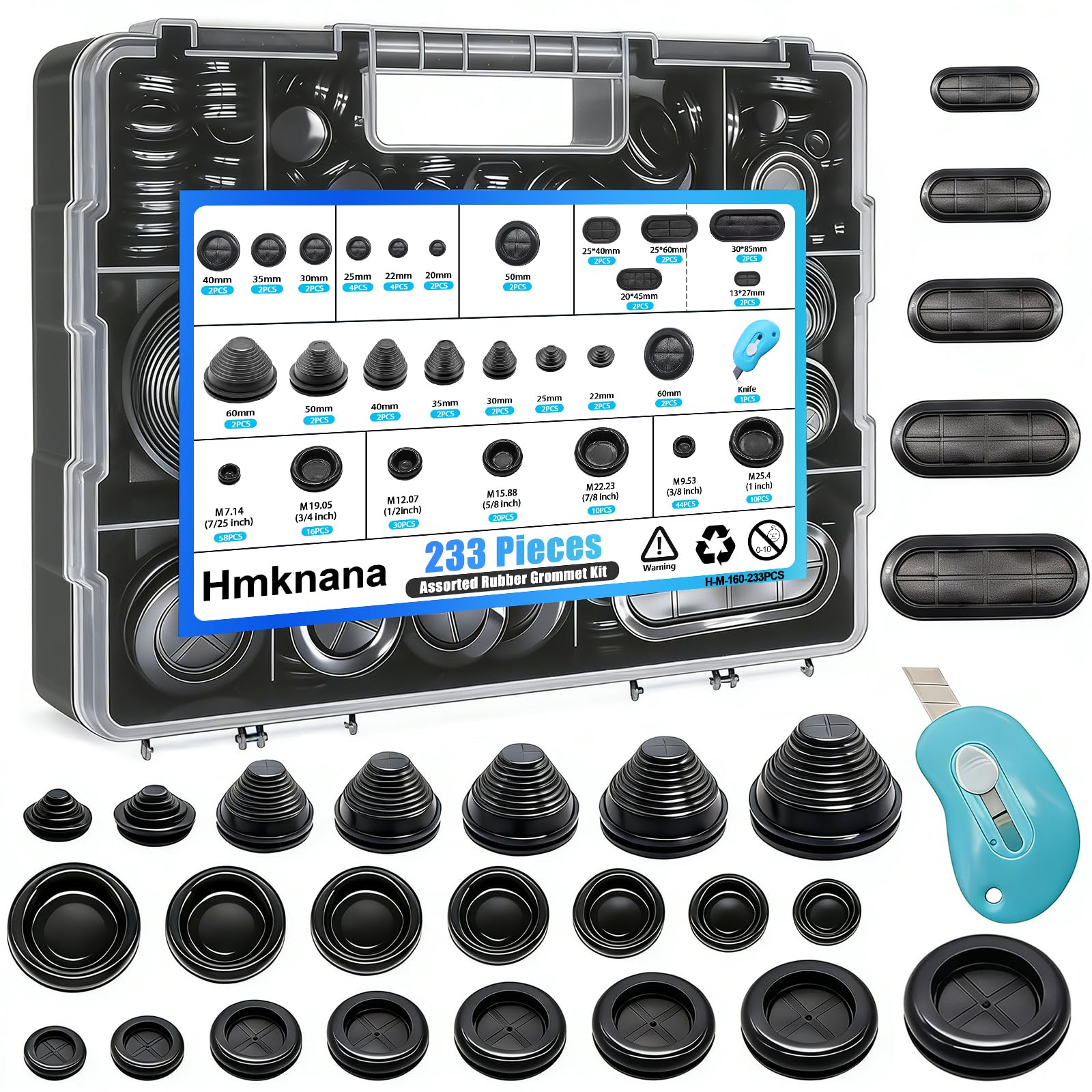 210 Pcs Rubber Grommets - Wire Protection Kit -9