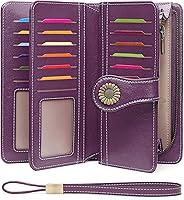 Vista 24 de SENDEFN Billeteras de cuero para mujer, tarjetero de crédito con bloqueo RFID, pulsera de gran capacidad with RFID Blocking, Large Capacity