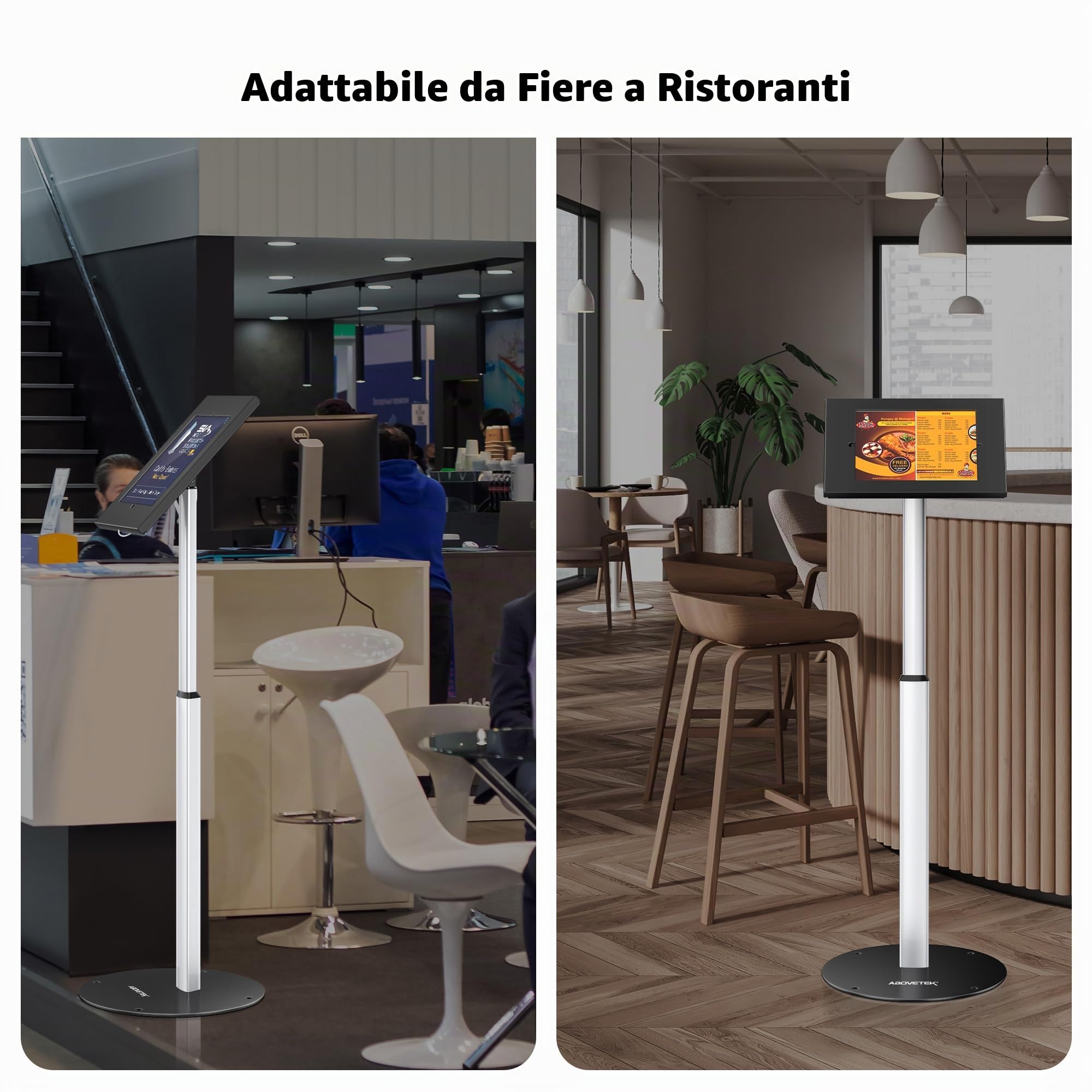 AboveTEK Supporto da Pavimento Antifurto per iPad, Piedistallo per Tablet POS ad alta Sicurezza, Custodia di Sicurezza Regolabile in Altezza con Serratura e Meccanismo a Chiave per iPad Air Pro