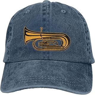 Funny-Tuba-Heartbeat-Musical-Instrument-Brass-Player Gifts Funny Hat for Men Women Adjustable Baseball Cap Navy Blue