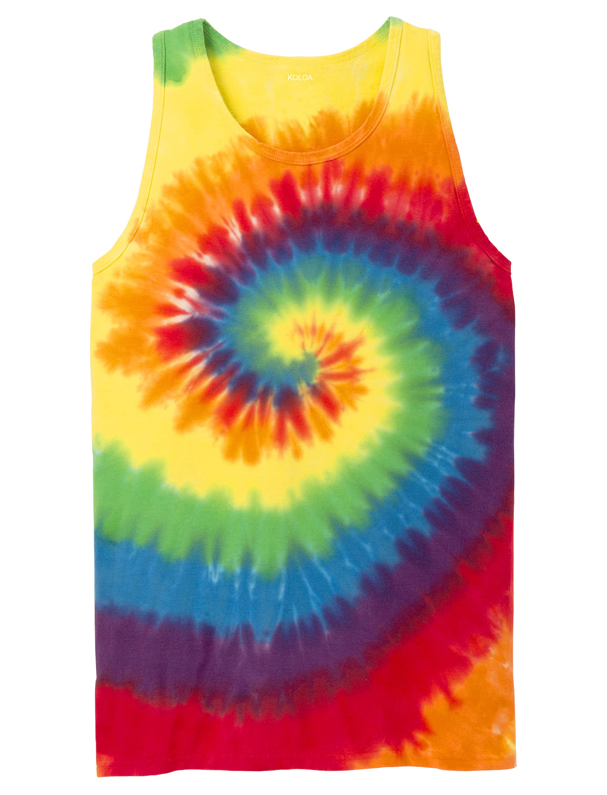 Joe's USA Koloa Surf Men's Colorful Tie-Dye Tank Top-3XL-Rainbow