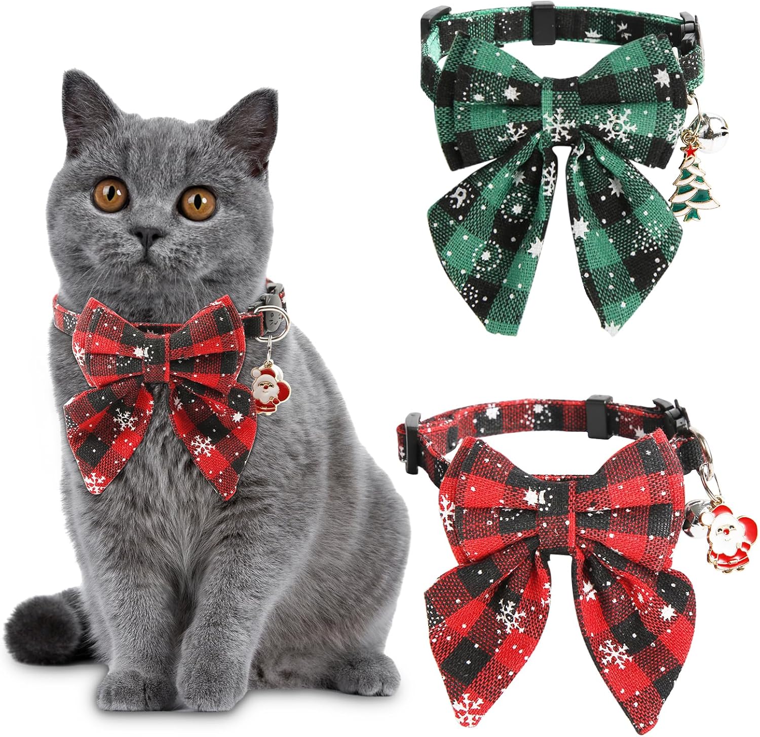 Pet Supplies 2pcs Christmas Cat Collar, Christmas Breakaway Cat