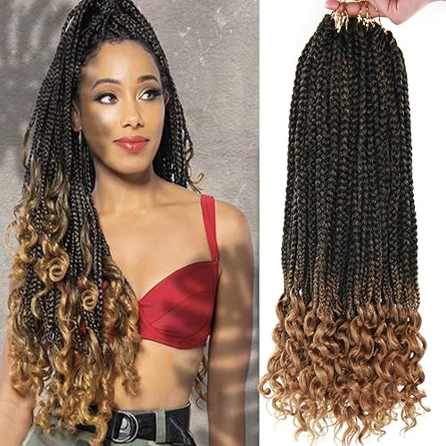 Miniatura 7 de 144 raíces por paquete, de 20 pulgadas, trenzas de ganchillo para mujeres, cabello trenzado de ganchillo negro con extremos rizados, extensiones de