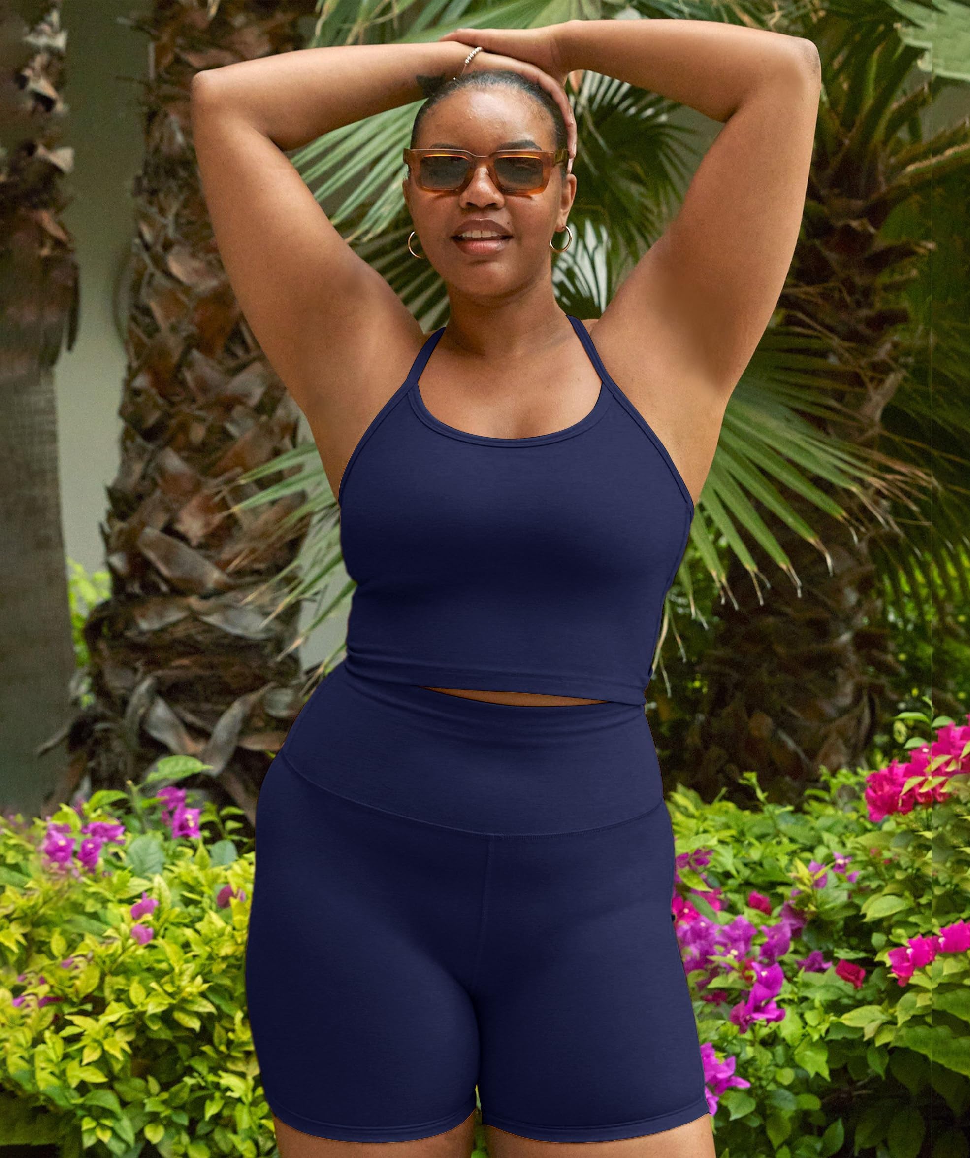 VALANDY Short de sport pour femme taille haute - Short de yoga pour motard, entraînement, course à pied, cyclisme, athlétisme, doux et extensible