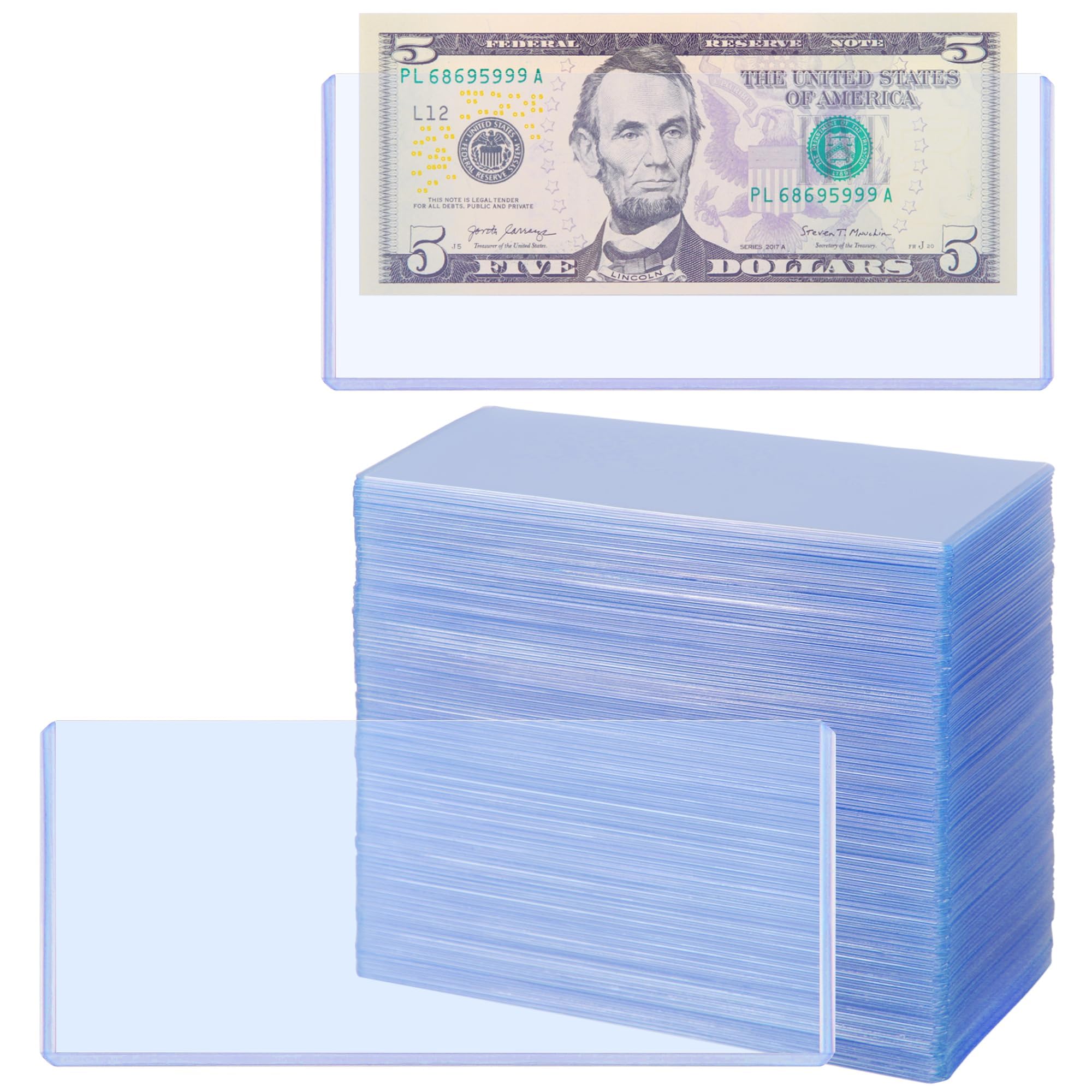 Uncle Paul Lot de 100 supports pour billets de banque - En PVC transparent - Pour billets de banque ordinaires - PN03L100