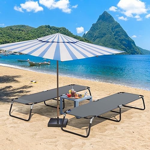 Miniatura 2 de COSTWAY 2 PCS plegable camping cama al aire libre portátil militar cuna dormir senderismo viaje gris