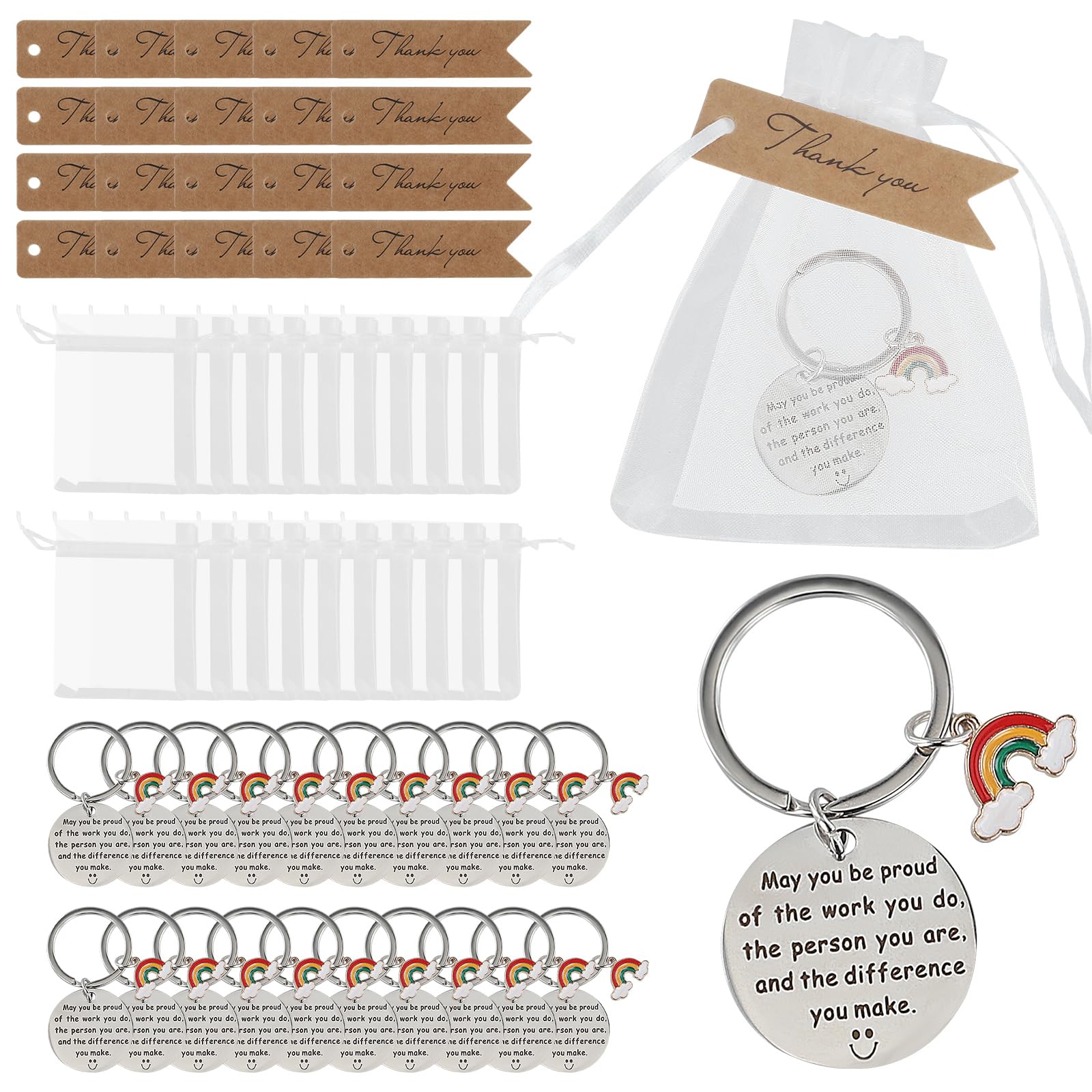 144-teiliges Dankeschön-Geschenkset – Mit Schlüsselanhängern, Karten, Organzabeuteln, Für Kollegen, Lehrer