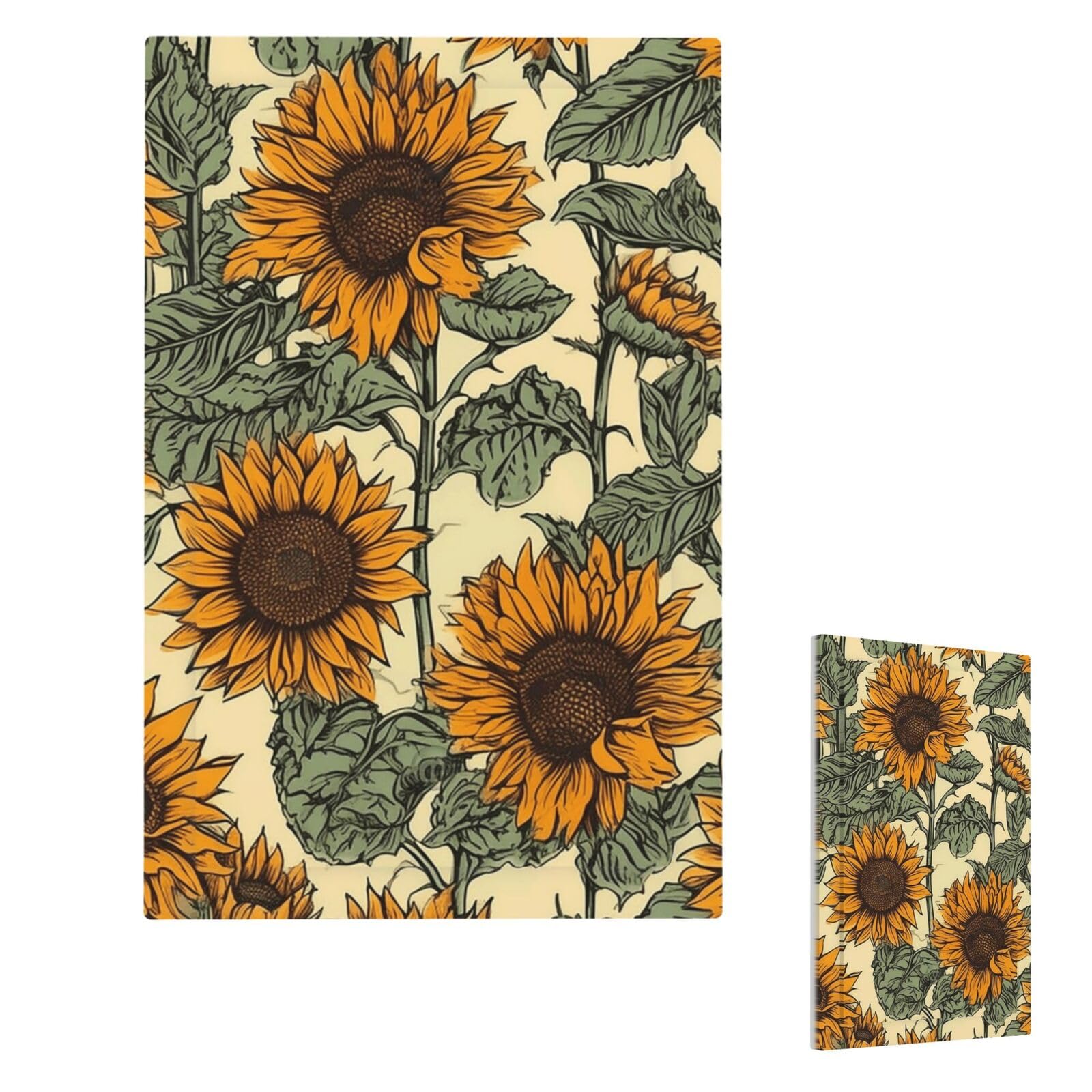 Romantic Sunflowers Wall Plate Cover Single Blank, Modern Decorative Light Switch Cover Unbreakable Receptacle Outlet Covers for Living Room Bedroom Decor