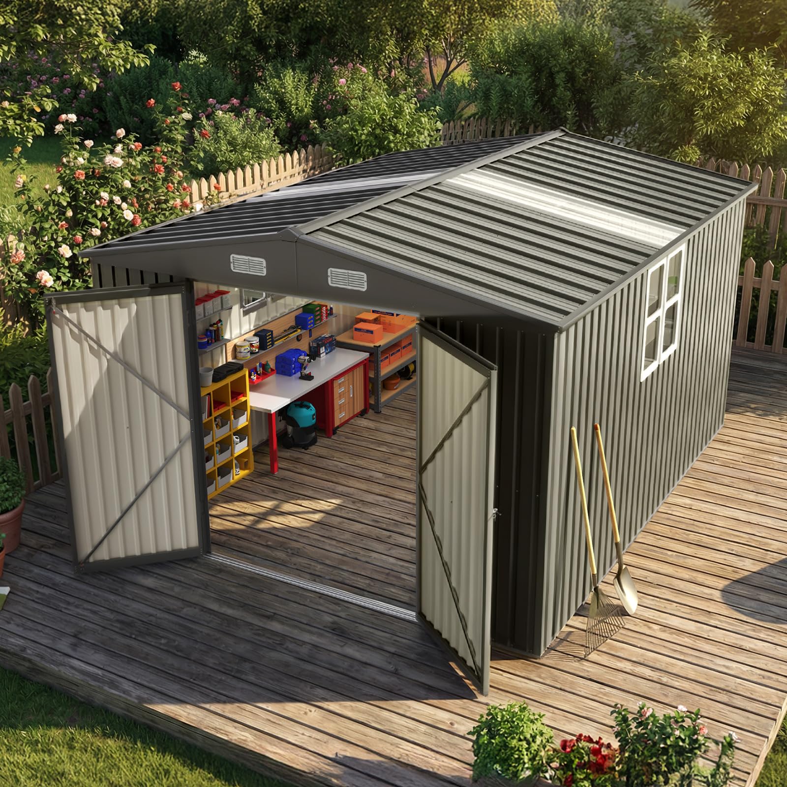 Quictent 10x12 Metal Workshop Shed