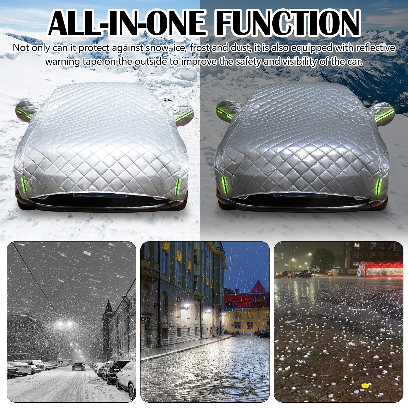 Anti-grêle Bache Voiture Exterieur pour Toyota Yaris Hybride 2020-2025, Demi-Housse Auto Protection Imperméable Anti-UV Grele Rayure Neige épaissi Tous Temps Extérieur Voitures