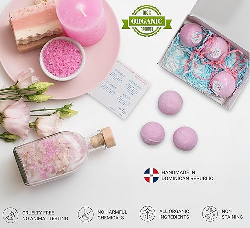 Miniatura 5 de Bombas de baño orgánicas, relajantes, bombas de aromaterapia hechas con sal de Epsom real y aceites esenciales para alivio muscular y humedad.