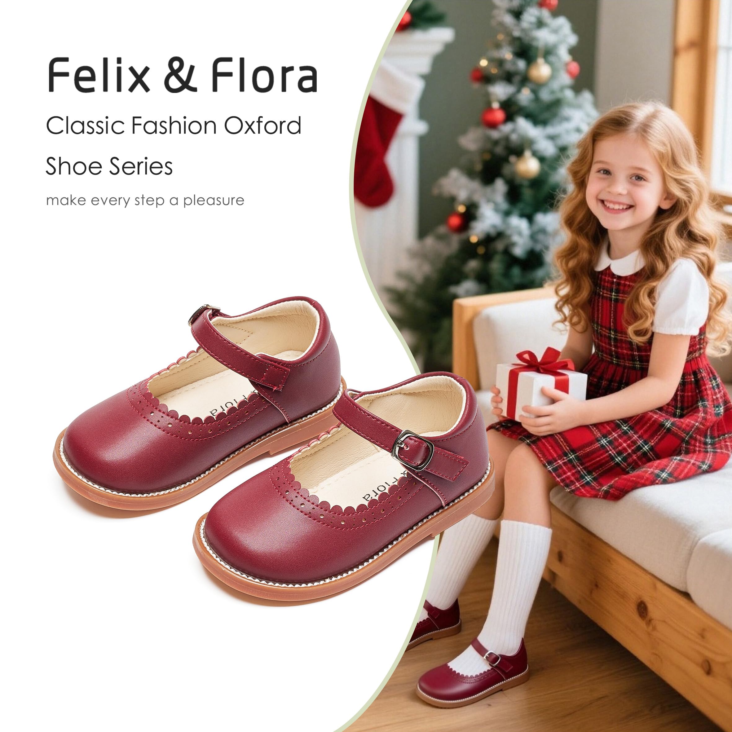 Felix & Flora Toddler Little Girl Mary Jane Dress Shoes - Ballet Flats for Easter Flower Girl Party School Shoes.