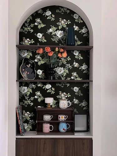 Miniatura 9 de CiCiwind Papel tapiz floral de 16 x 197 pulgadas, diseño floral, pájaros, papel de contacto, autoadhesivo, extraíble, hojas para armarios, baño,