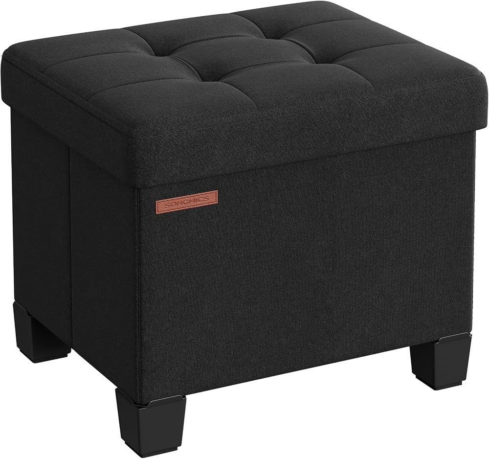 SONGMICS Storage Ottoman, Small Foot Rest, 15.7 x 12.6 x 13.2 Inches