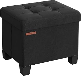 SONGMICS Storage Ottoman, Small Foot Rest, 15.7 x 12.6 x 13.2 Inches
