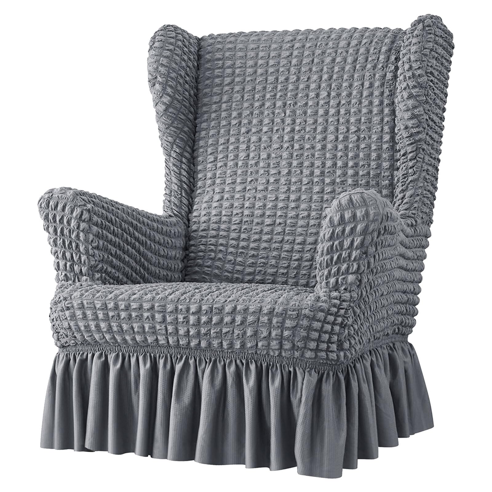 CRFFZ Stretches Wingbacks Chair Slipcover, Wing Chair Covers with Skirt Soft Wing Back Covers with Arm with Elastic Bottom Removable Slipcover