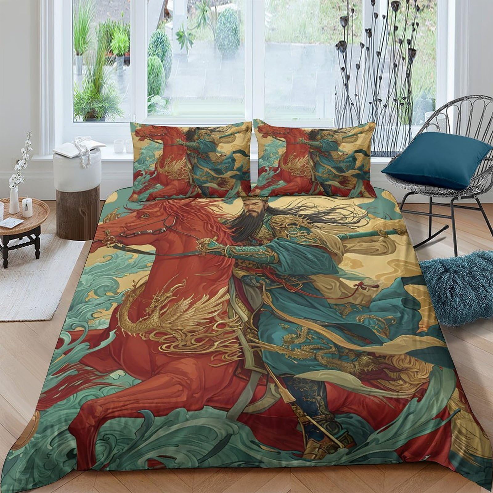 Ctjqhvkz Style-8 3D Printed Red Horse Fitted Sheet Microfiber Artistic Bed Cover For Bedroom Guest Room Mattress Protection Decor Single（135X200cm）