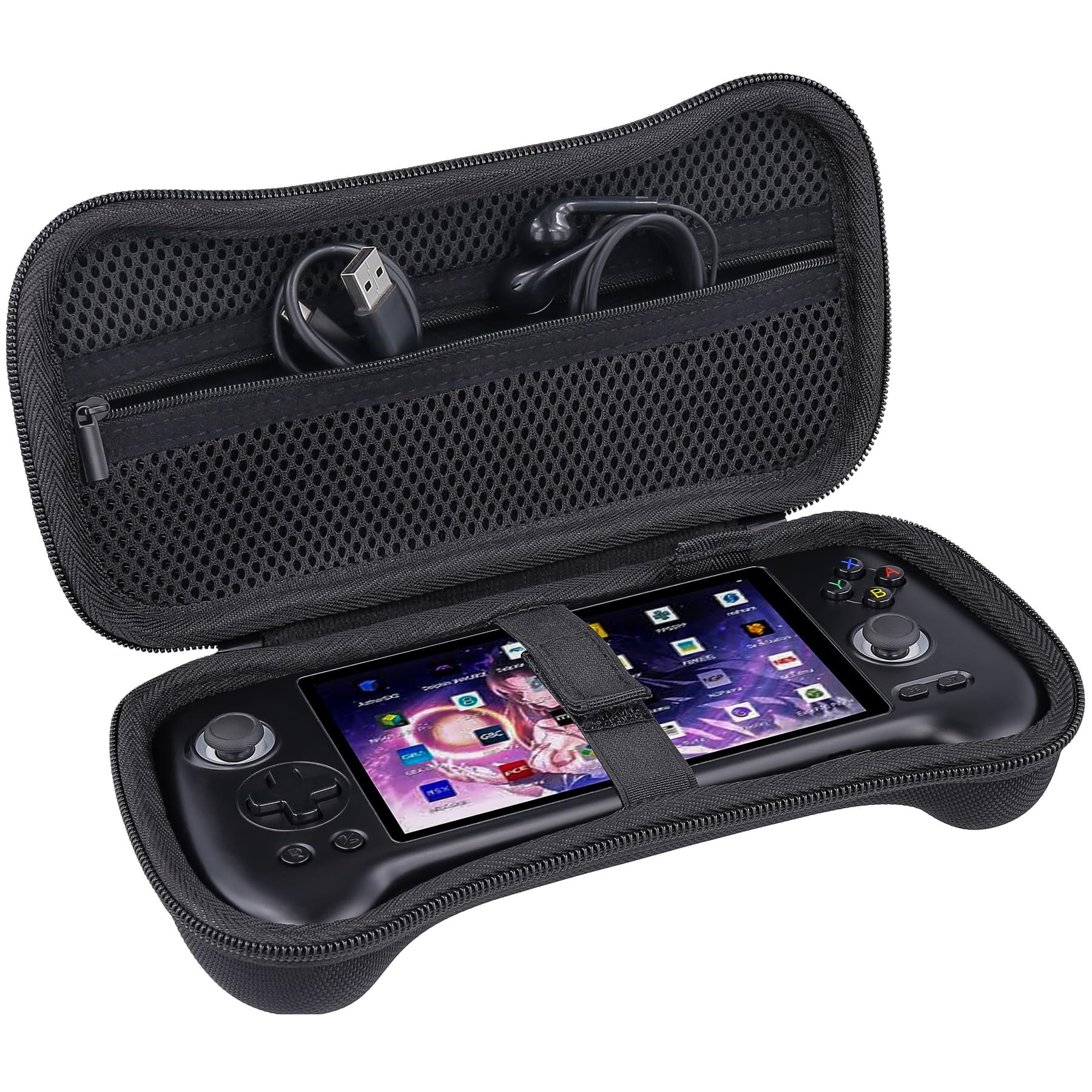 Khanka Custodia rigida per Anbernic RG556 Retro Handheld Game Console, borsa di trasporto per RG556 5.48-Inch Android Retro Handheld Game Console, solo custodia (Nero)
