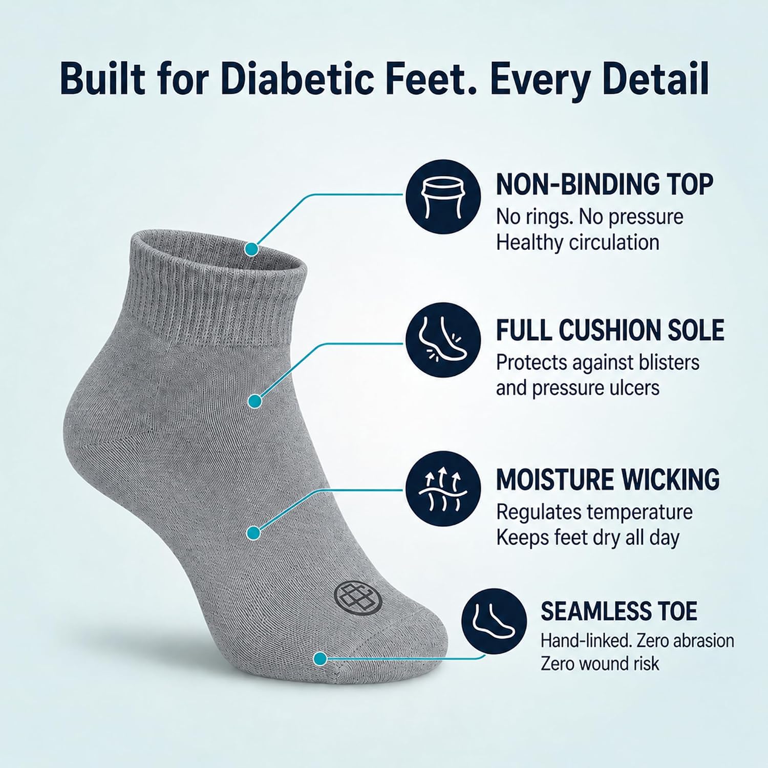 Doctor's Choice Diabetic Socks for Men, Seamless Socks with Non Binding Top, 4 Pairs, Large 9-12 & X-Large 13-15 thumbnail